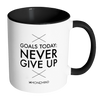 I AM - Goals Today: Never Give Up - White Mug with color accent