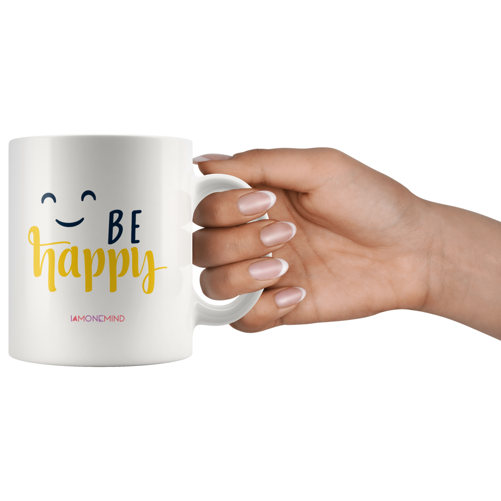 I AM - Just Smile and Be Happy - Combo White 11 oz Mugs