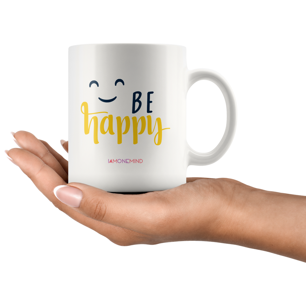 I AM - Just Smile and Be Happy - Combo White 11 oz Mugs